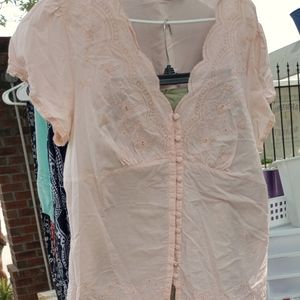 Scalloped button blouse